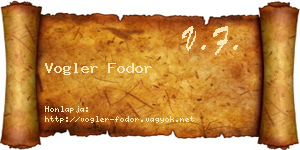 Vogler Fodor névjegykártya